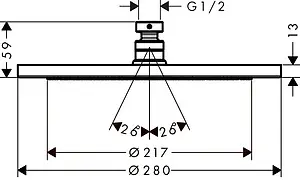 Лейка верхнего душа Hansgrohe Croma 280 1jet полированное золото 26220990 Лейка верхнего душа Hansgrohe Croma 280 1jet полированное золото 26220990, 2