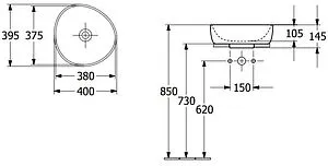 Раковина Villeroy&Boch Antao 40 миндаль 4A7240AM, 2