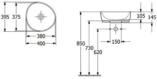 Раковина Villeroy&amp;Boch Antao 40 миндаль 4A7240AM