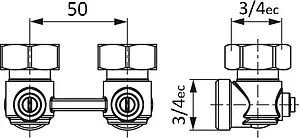 Узел нижнего подключения радиатора угловой ¾&quot;ек x ¾&quot;нг TECE 8740436, 2