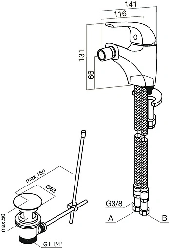 Смеситель для биде AM.PM Sense хром F7583132 Смеситель для биде AM.PM Sense хром F7583132