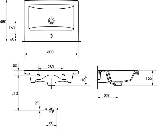 Раковина Cersanit Como 60 белый S-UM-COM60/1-w