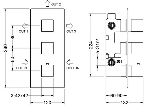 Душевая система с термостатом для ванны Timo Tetra-thermo хром SX-0199/00SM