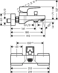 Смеситель для ванны Hansgrohe Metropol хром 74540000 Смеситель для ванны Hansgrohe Metropol хром 74540000, 2