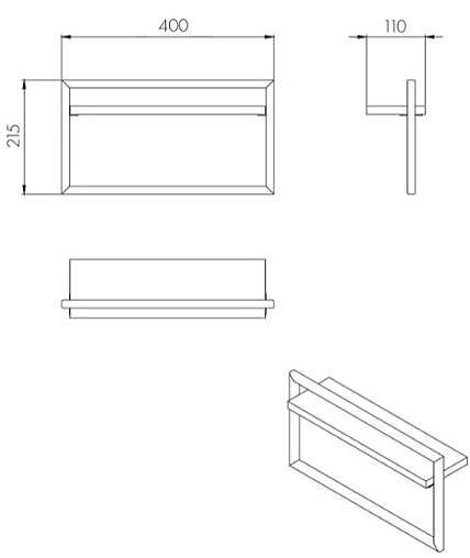 Полотенцедержатель Aquaton Лофт Урбан чёрный/дуб орегон 1A255403LQX50