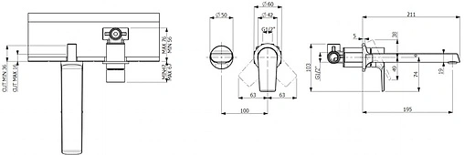 Смеситель для раковины из стены Villeroy&amp;Boch Liberty хром TVW10700800061