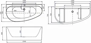 Ванна акриловая Allen Brau Priority 5 А 160x78 L белый 2.31005.20A Ванна акриловая Allen Brau Priority 5 А 160x78 L белый 2.31005.20A, 2