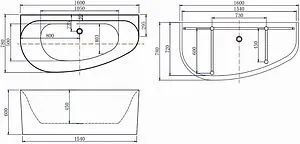 Ванна акриловая Allen Brau Priority 5 А 160x78 L белый матовый 2.31005.21A Ванна акриловая Allen Brau Priority 5 А 160x78 L белый матовый 2.31005.21A, 2