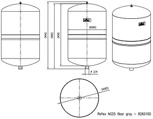Расширительный бак Reflex NG 25л 6 бар 8260100 Расширительный бак Reflex NG 25л 6 бар 8260100, 2