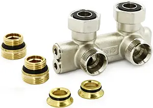 Узел нижнего подключения радиатора перекрестный угловой ¾"ек x ¾"нг (½"н) Uni-Fitt 197N3011 Узел нижнего подключения радиатора перекрестный угловой ¾"ек x ¾"нг (½"н) Uni-Fitt 197N3011, 1