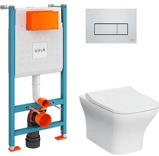 Комплект 5 в 1 VitrA Zentrum Square SmoothFlush 9875B003-7201 с кнопкой хром глянцевый