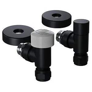 Комплект вентилей терморегулирующих угловых 15x1.0 x ½"н Royal Thermo Design Pro черный RATVXU11215BL Комплект вентилей терморегулирующих угловых 15x1.0 x ½"н Royal Thermo Design Pro черный RATVXU11215BL, 2