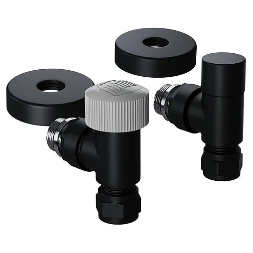 Комплект вентилей терморегулирующих угловых 15x1.0 x ½&quot;н Royal Thermo Design Pro черный RATVXU11215BL