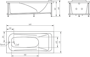 Ванна акриловая BellRado Классик 170x75 BR7011015-00, 4