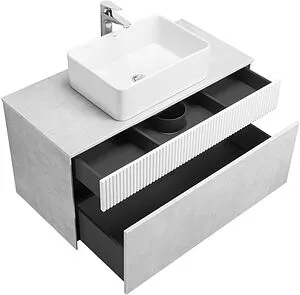 Тумба-умывальник подвесная Aquaton Марбл 100 слэйт/белый матовый 1A2763K1MH4C0 Тумба-умывальник подвесная Aquaton Марбл 100 слэйт/белый матовый 1A2763K1MH4C0, 3