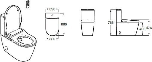 Умный унитаз-биде напольный безободковый Roca Inspira in-wash белый 803061001