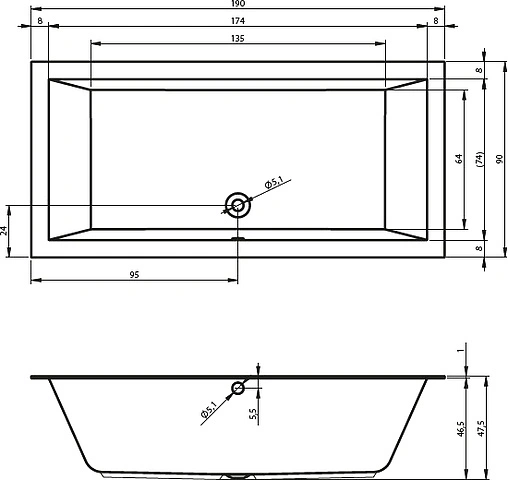 Ванна акриловая Riho LUGO VELVET 190x90 B136001105