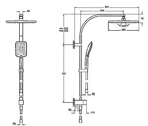 Душевая система без смесителя VitrA Shine хром A45699EXP Душевая система без смесителя VitrA Shine хром A45699EXP, 2