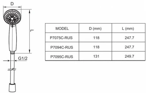 Лейка ручного душа Bravat Line хром P7075C-RUS