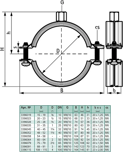 Хомут сантехнический обрезиненный ⅜&quot; (15-19мм) Walraven KSB2 3396019