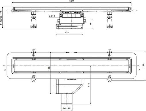 Лоток душевой Set 550мм h=52мм 0.8л/сек Pestan Confluo Premium White Glass Line 550 13000282 Лоток душевой Set 550мм h=52мм 0.8л/сек Pestan Confluo Premium White Glass Line 550 13000282