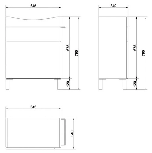Тумба под умывальник Cersanit Smart 70 серый/ясень B-SU-SMA-CA70/Gr