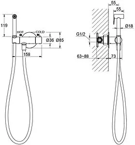 Гигиенический душ с термостатом Aquatek Оберон чёрный матовый AQ1027MB, 2