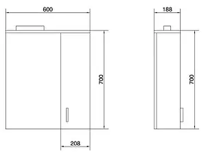 Шкаф-зеркало Cersanit Erica New 60 белый F-LS-ERN60-Os, 2