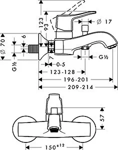 Смеситель для ванны Hansgrohe Metris Classic хром 31478000 Смеситель для ванны Hansgrohe Metris Classic хром 31478000, 2