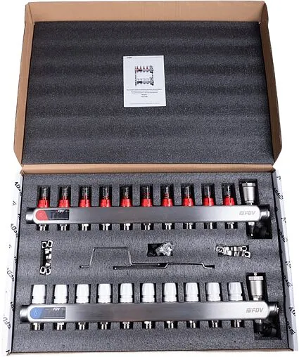 Группа коллекторная с расходомерами 10 отводов 1&quot;в/в x ¾&quot;ек FDV S1103C-2/10