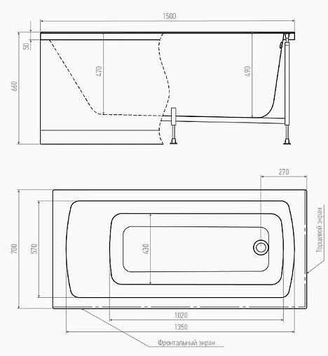 Ванна акриловая Alex Baitler Garda 150x70 00-A0006329