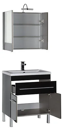 Шкаф-зеркало Aquanet Верона 75 L чёрный 00175385