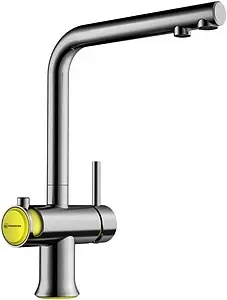 Смеситель для кухни с подключением к фильтру Omoikiri Hotaru-Y вороненая сталь/желтый 4994027, 1