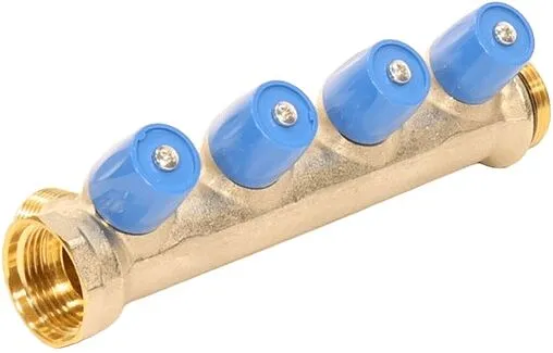 Коллектор регулирующий проходной 4 отвода синий 1&quot;в/н x ¾&quot;ек General Fittings 6300E7N1005B4A