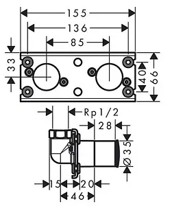 Скрытая часть для душевой системы Hansgrohe Rainfinity Showerpipe 360 1jet 26840180 Скрытая часть для душевой системы Hansgrohe Rainfinity Showerpipe 360 1jet 26840180, 2
