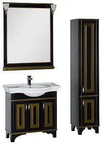 Шкаф-пенал напольный Aquanet Валенса чёрный/золото 180044 Шкаф-пенал напольный Aquanet Валенса чёрный/золото 180044, 3