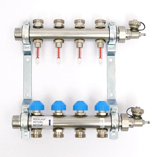 Группа коллекторная с расходомерами 4 отвода 1&quot;н/н x ¾&quot;ек Uni-fitt 455W4304