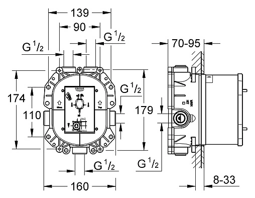 Скрытая часть термостата Grohe Rapido T 35500000