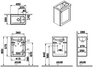 Тумба-умывальник подвесная VitrA Root Classic 45 R белый 68610 Тумба-умывальник подвесная VitrA Root Classic 45 R белый 68610, 2