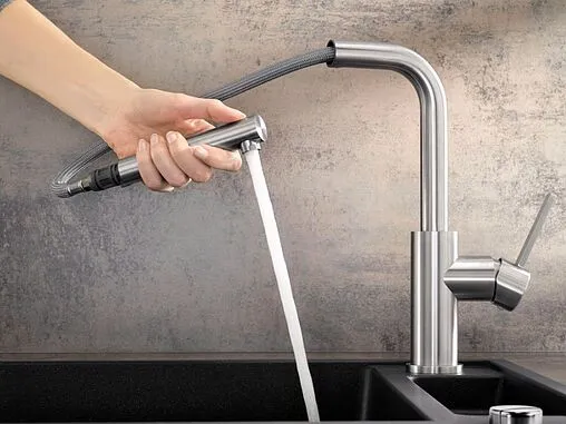 Смеситель для кухни с выдвижным изливом для установки перед окном Blanco Lanora-S-F нержавеющая сталь 526180