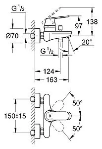 Смеситель для ванны Grohe Eurosmart Cosmopolitan хром 32831000 Смеситель для ванны Grohe Eurosmart Cosmopolitan хром 32831000, 2