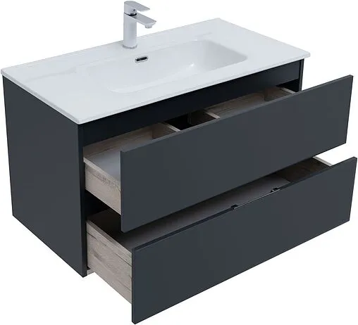 Тумба под умывальник подвесная Aquanet Алвита New 90 антрацит 00303919