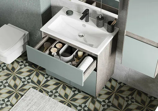 Тумба под умывальник Aquaton Форест 75 дуб рошелье/сумеречный голубой 1A278301FR9C0