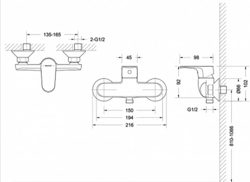 Смеситель для душа Bravat Alfa хром F9120178CP-01