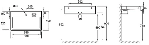 Раковина Jacob Delafon Terrace 80 белый EXD112-00
