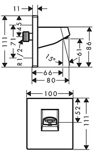 Держатель верхнего душа на стену Hansgrohe Pulsify 105 чёрный матовый 24139670, 2