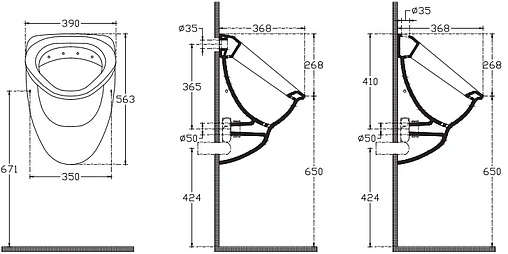 Писсуар со скрытым подводом воды ISVEA Soluzione белый 10SZ92001DS