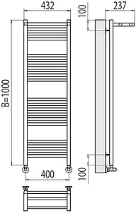 Полотенцесушитель водяной лесенка Terminus Аврора с/п П20 400х1000 полированная сталь 4670078529435, 2