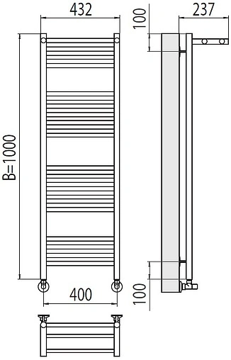 Полотенцесушитель водяной лесенка Terminus Аврора с/п П20 400х1000 полированная сталь 4670078529435