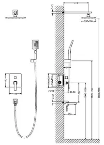 Душевая система со смесителем для ванны Timo Torne чёрный матовый SX-4399/03SM Душевая система со смесителем для ванны Timo Torne чёрный матовый SX-4399/03SM, 2